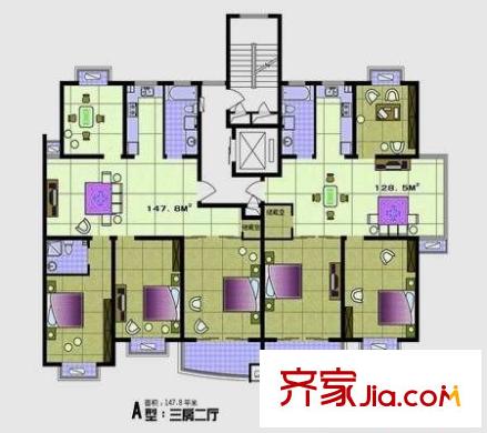 阳光城市花园三期户型图2室 户型图 2室2厅2卫1厨