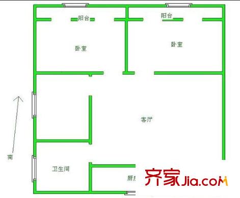 阳光城市花园三期户型图2室 户型图 2室2厅1卫1厨