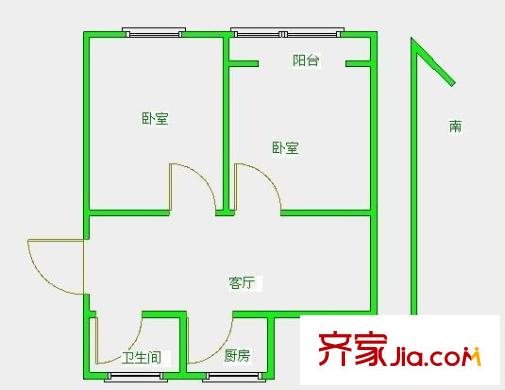 西太湖花园户型图2室 户型图 2室2厅1卫1厨
