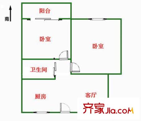 塘南新村 2室 户型图