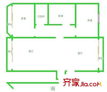 塘南新村 2室 户型图