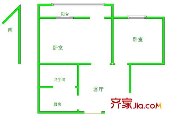 中联新村 2室 户型图