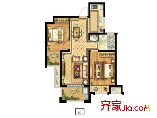 协信・未来城A1户型 2室2厅1卫1厨
