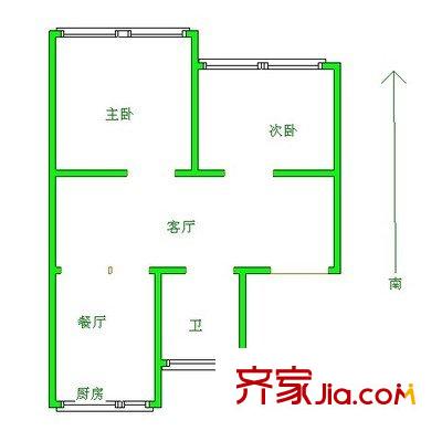 塘南新村 2室 户型图
