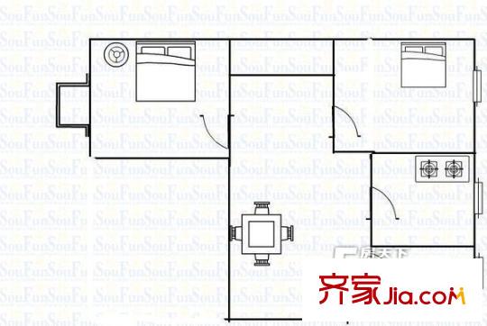 融创理想城市三期户型图2室 户型图 2室2厅1卫1厨
