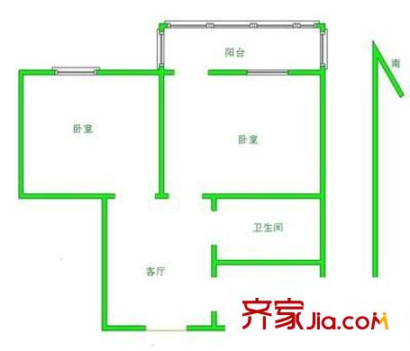 中联新村户型图2室 户型图 2室1厅1卫1厨