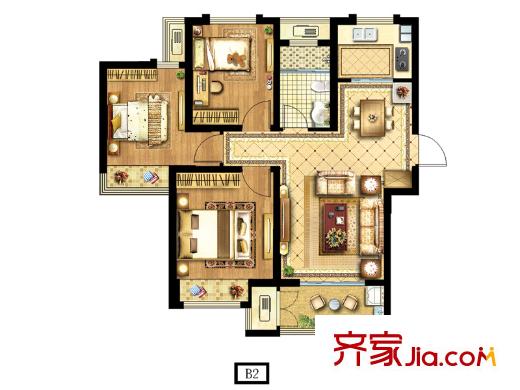 协信・未来城B2户型 3室2厅1卫1厨