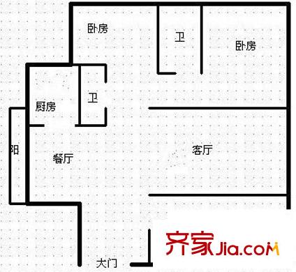 东映山河户型图3室 户型图 3室2厅1卫1厨