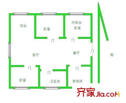 广益佳苑二期户型图3室 户型图 3室2厅1卫1厨