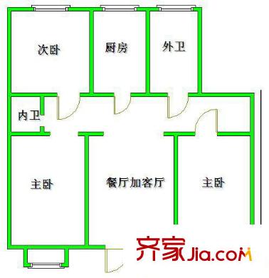 广益佳苑二期户型图3室 户型图 3室1厅2卫1厨