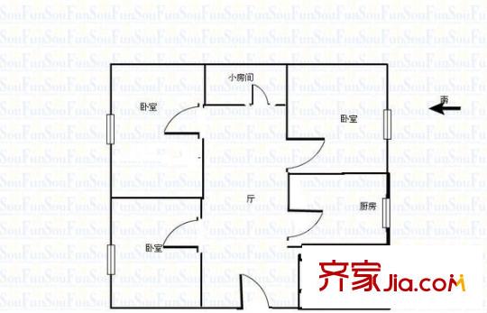东映山河户型图3室 户型图 3室1厅1卫1厨