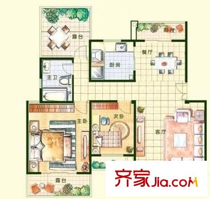 瑞江花园 3室 户型图