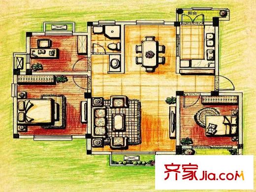 晴山蓝城二期户型图2期澜湖岸D7户型 3室2厅2卫1厨