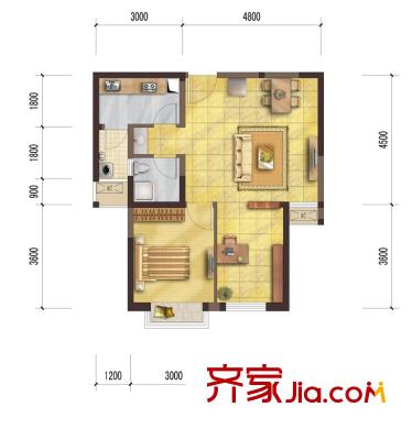晴山蓝城二期户型图水岸花城 1室 户型图 1室2厅1卫1厨