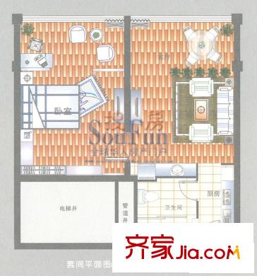 king紫金门户型图1室 户型图 1室1厅1卫1厨