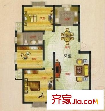 晴山蓝城户型图3室 户型图 3室2厅1卫1厨