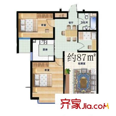 晴山蓝城二期户型图水岸花城 2室 户型图 2室2厅1卫1厨