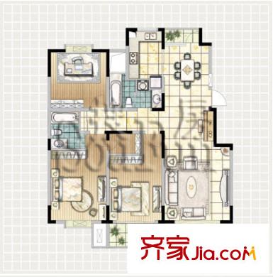凤翔馨城户型图3#4#楼L11 3室2厅2卫
