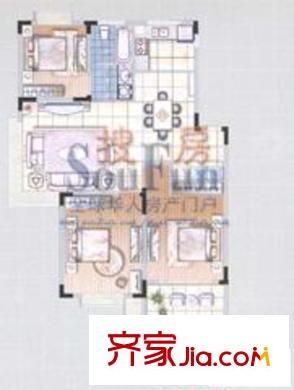 凤翔馨城户型图多层1 3室2厅1卫