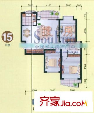 中大颐和湾户型图户型图 3室2厅1卫