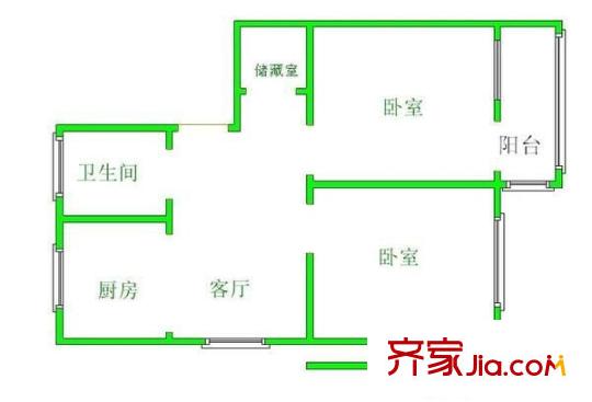 江海新村户型图2室 户型图 2室1厅1卫1厨
