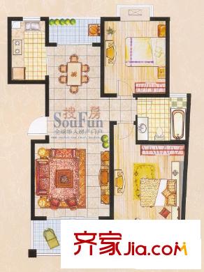 仁和英伦皇家花园户型图O3 户型图 2室2厅1卫1厨