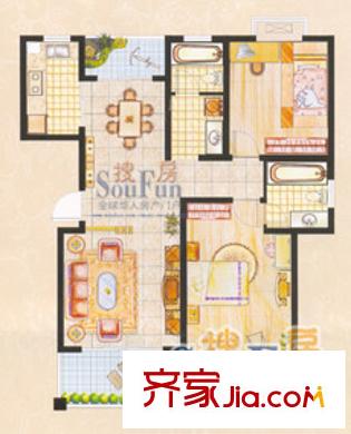 仁和英伦皇家花园户型图O1 户型图 2室2厅1卫1厨