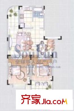 凤翔馨城户型图多层3 2室2厅1卫