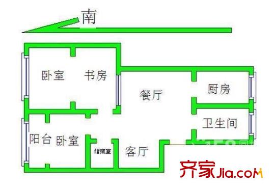 溪北新村 3室 户型图