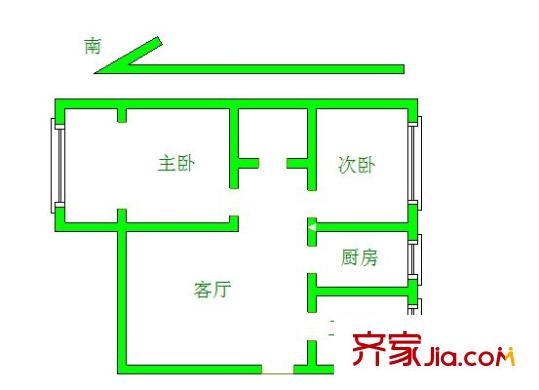 溪北新村 2室 户型图