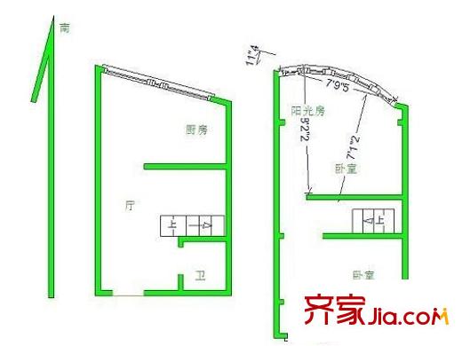 新洲人家户型图2室 户型图 2室1厅1卫1厨