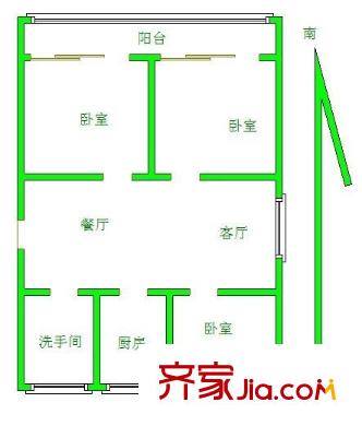 溪北新村 3室 户型图