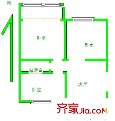溪北新村 3室 户型图