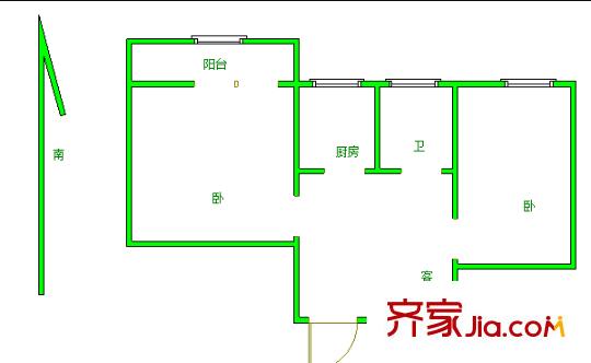 曹张新村 2室 户型图