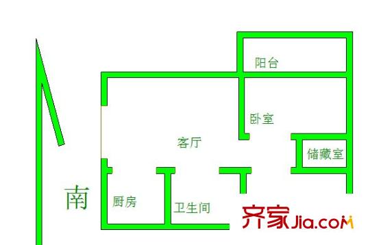 曹张新村 2室 户型图
