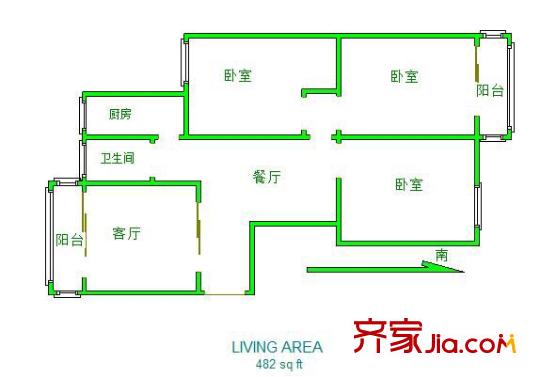 新江南花园 3室 户型图