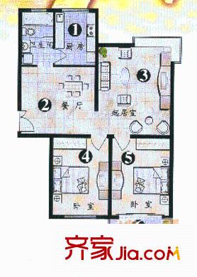 新江南花园户型图1 2室2厅1卫1厨
