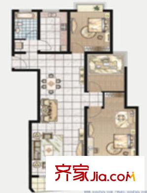 新洲人家户型图8-3-01 3室2厅1卫1厨