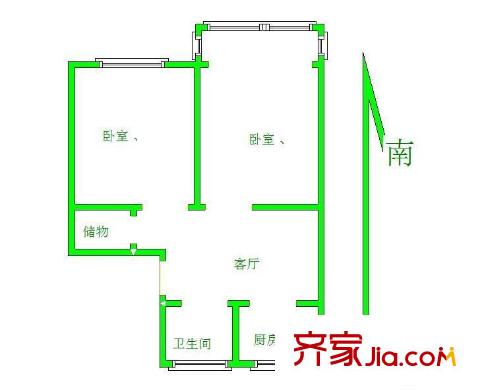 曹张新村 2室 户型图