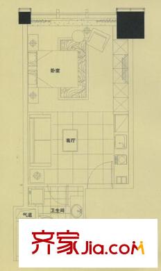 时代国际乐居风尚公寓Ba户型 1室1厅1卫