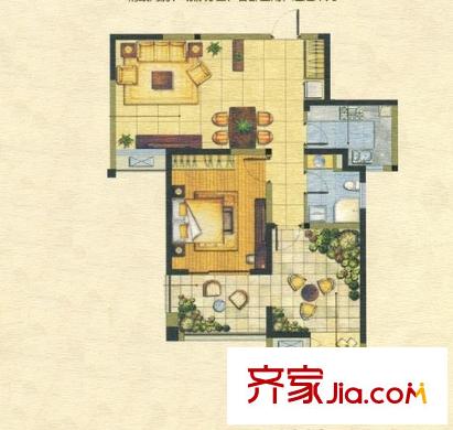 小天鹅品园A2尚品1+1房 1室2厅1卫