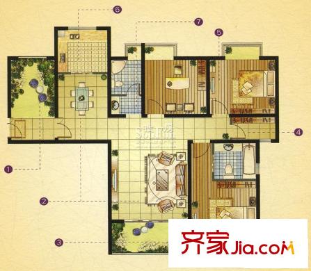 宝盛钻石半岛C户型 3室2厅2卫1厨