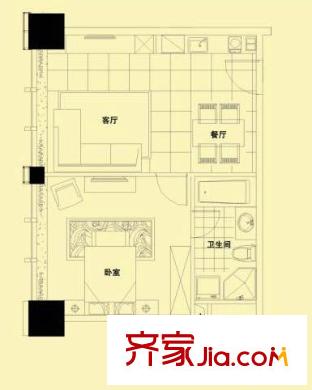时代国际乐居风尚公寓Bg户型 1室1厅1卫