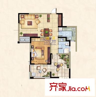 小天鹅品园B 1室2厅1卫