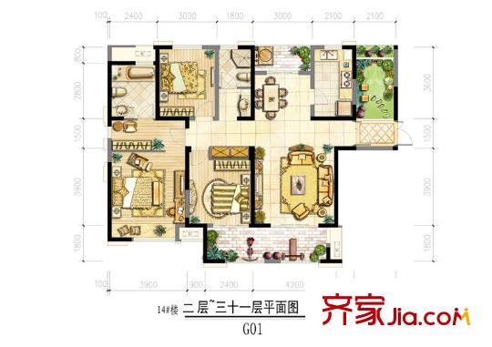 金科米兰米兰G01(售罄) 3室2厅2卫1厨