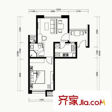 爱家金河湾精装修MINI E4户型 1室1厅1卫