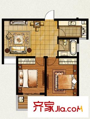 沁春园K户型二室二厅一卫 2室2厅1卫
