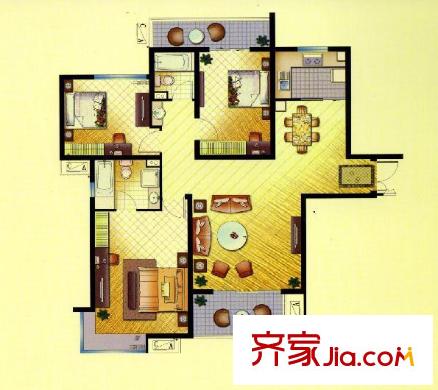 君域豪庭C户型 3室2厅2卫1厨
