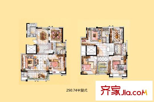 长江国际二期晶源儒阁户型 4室2厅3卫2厨