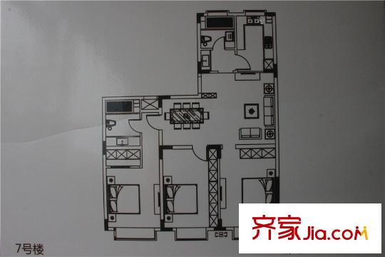 北翔广场7号楼B户型 3室2厅2卫1厨